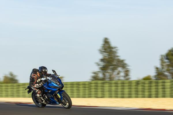 A motorcycle being ridden on a racing track